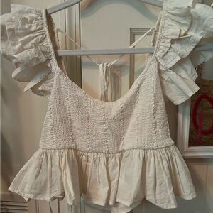 Zara flutter sleeve tank top cropped